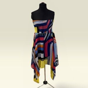 Versatile Colorblock Strapless Handkerchief-Hem Summer Dress or Skirt
